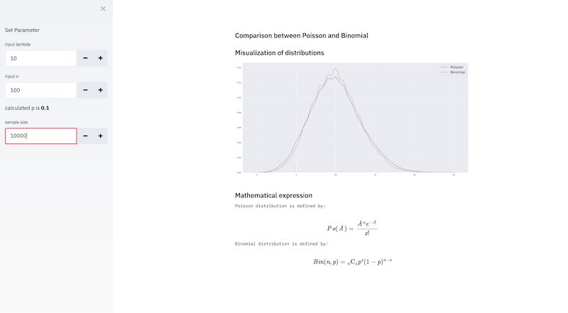 Streamlitで確率分布のシミュレーションアプリを作ってみた